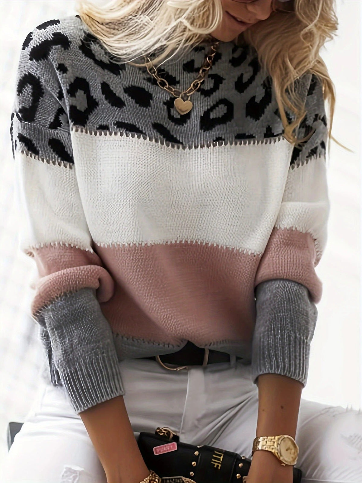 Priska | Oversized Pullover mit Leopardenprint