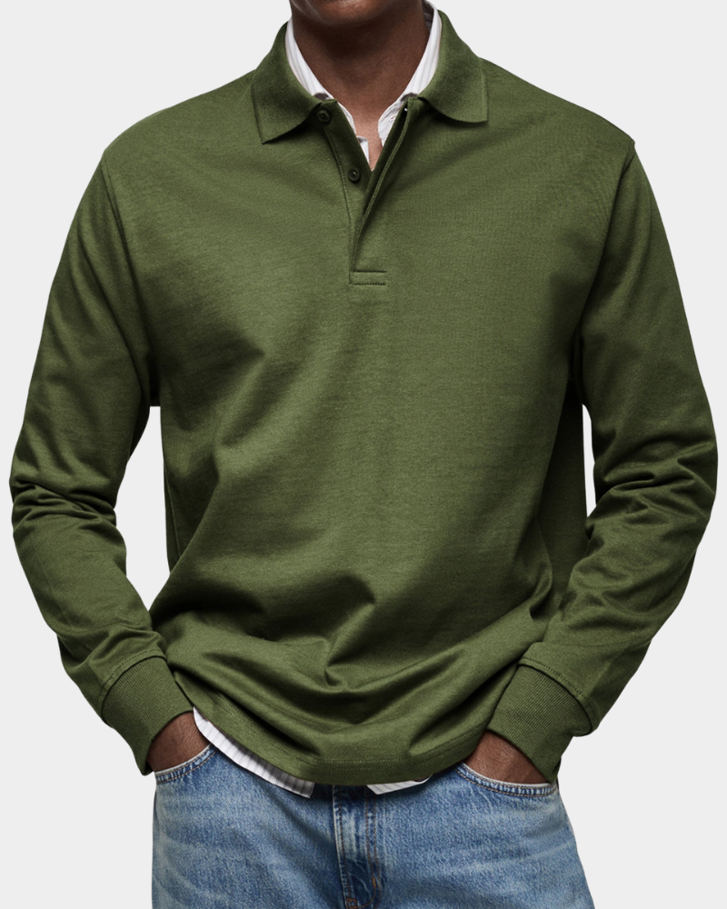 Charles | Klassisches Langarm-Poloshirt Herren