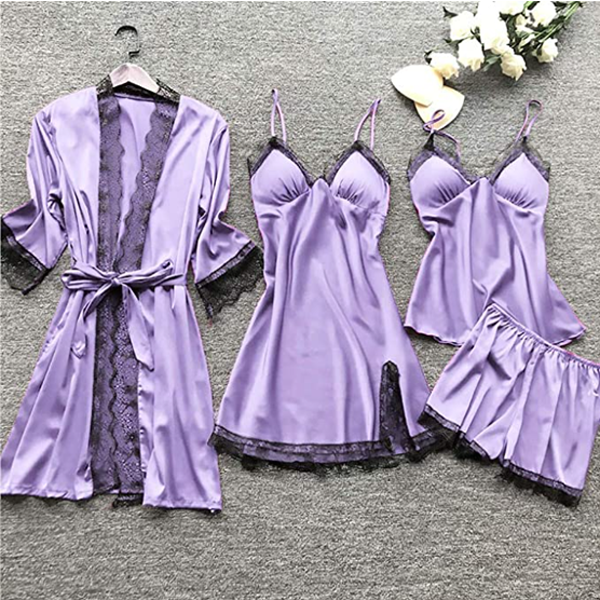 Ensemble de pyjama en soie avec dentelle, camisole et shorts - été 2026