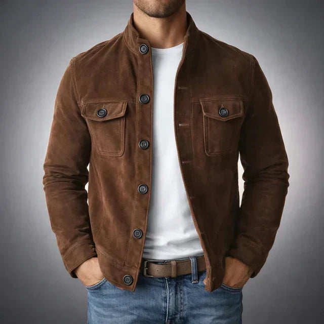Freddie | Klassische Suède-Jacke Herren mit Brusttaschen