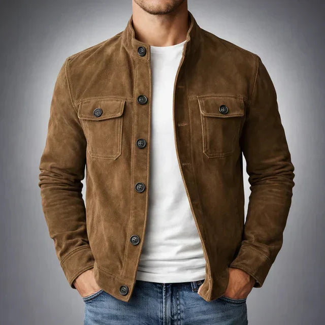 Freddie | Klassische Suède-Jacke Herren mit Brusttaschen