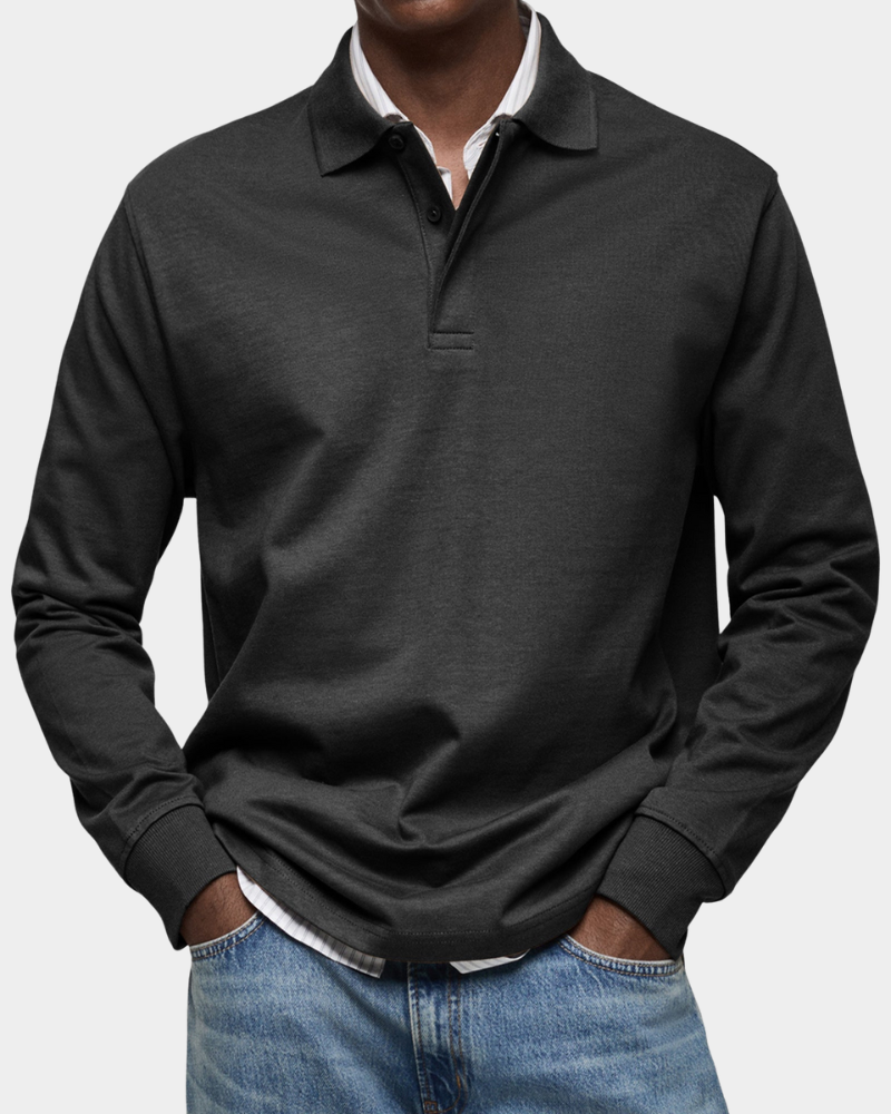Charles | Klassisches Langarm-Poloshirt Herren