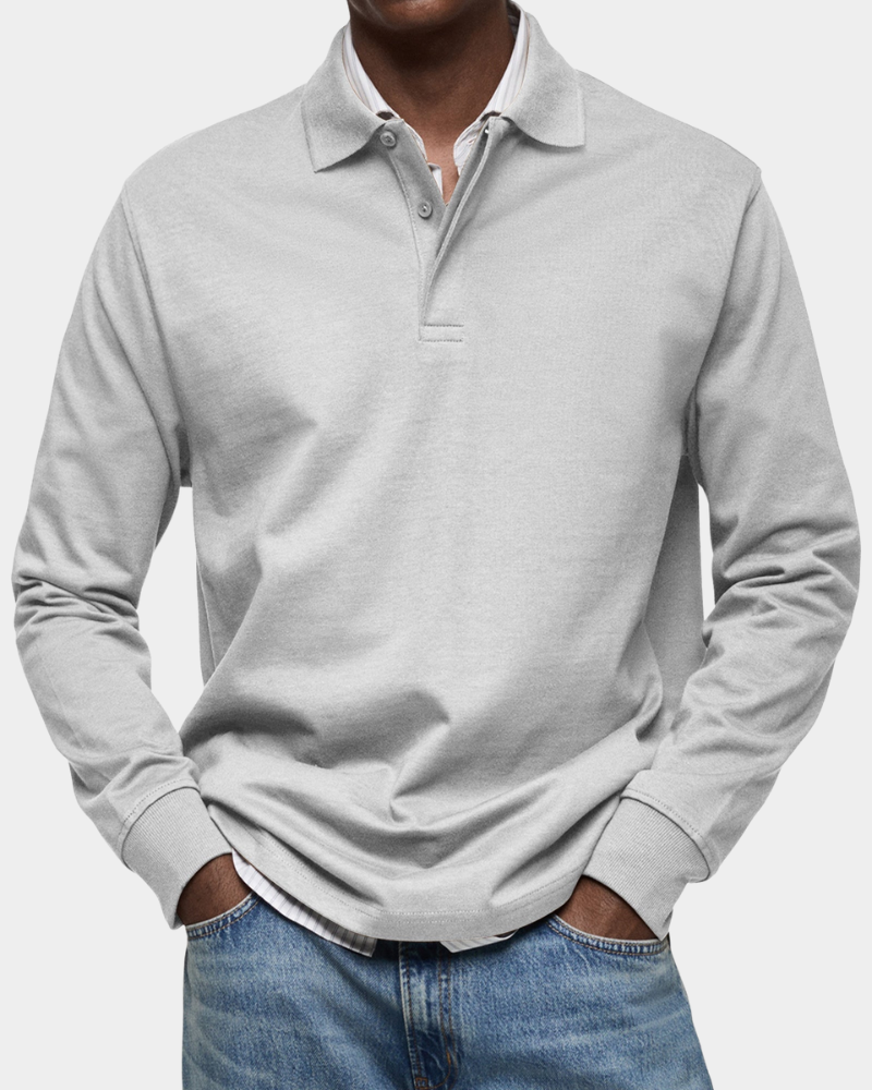 Charles | Klassisches Langarm-Poloshirt Herren