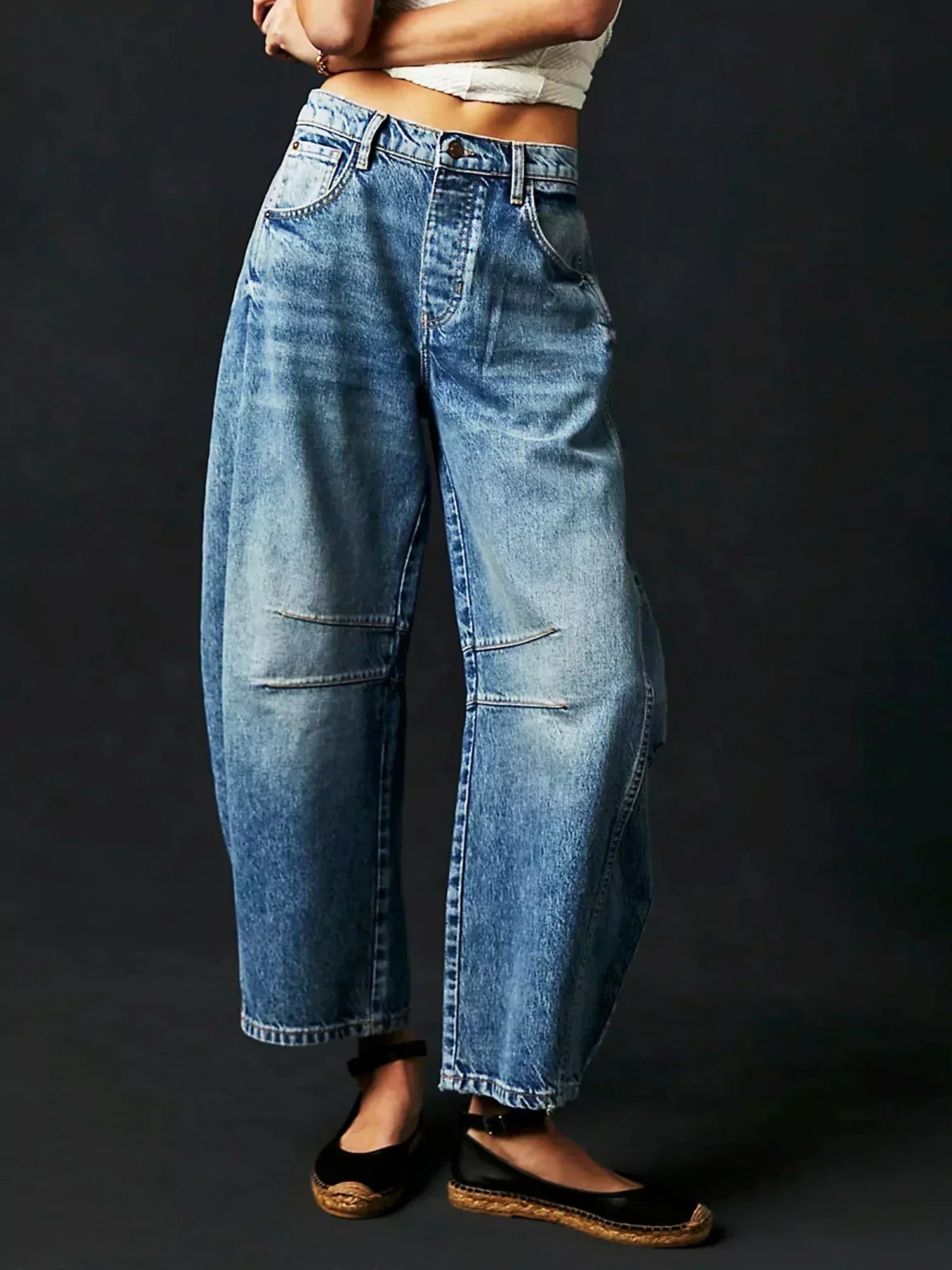 Gabriela | Bedruckte Jeans mit weitem Bein