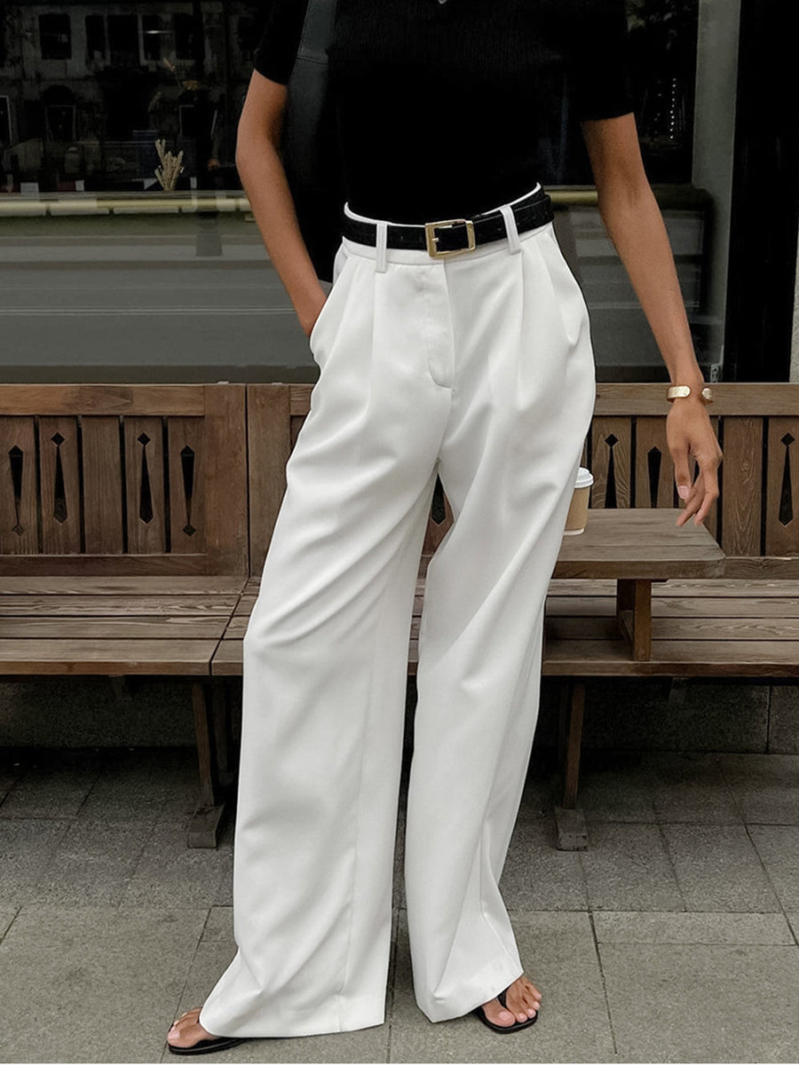 Katharina | Plissierte Weite Hose mit Gürtel