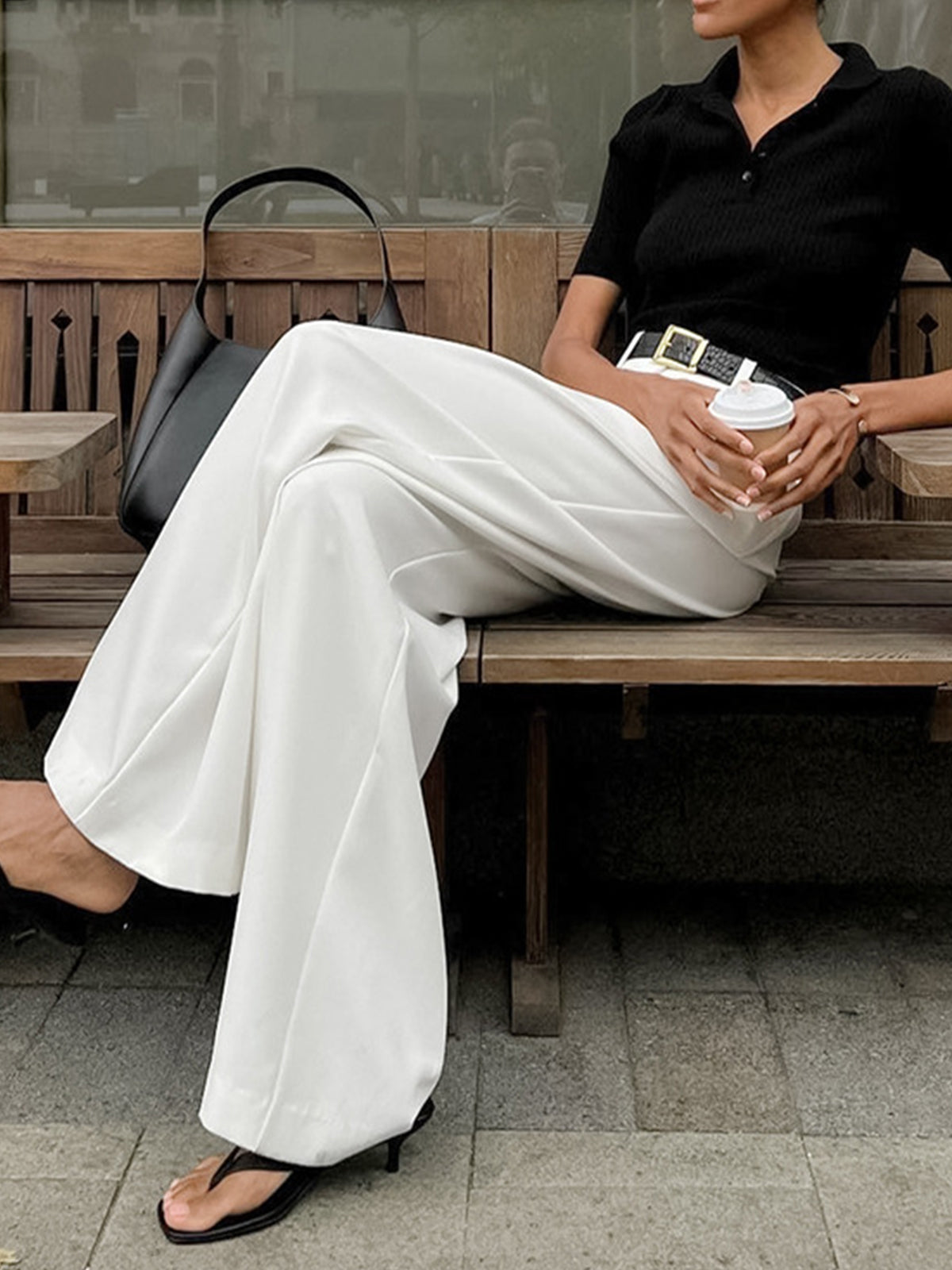 Katharina | Plissierte Weite Hose mit Gürtel