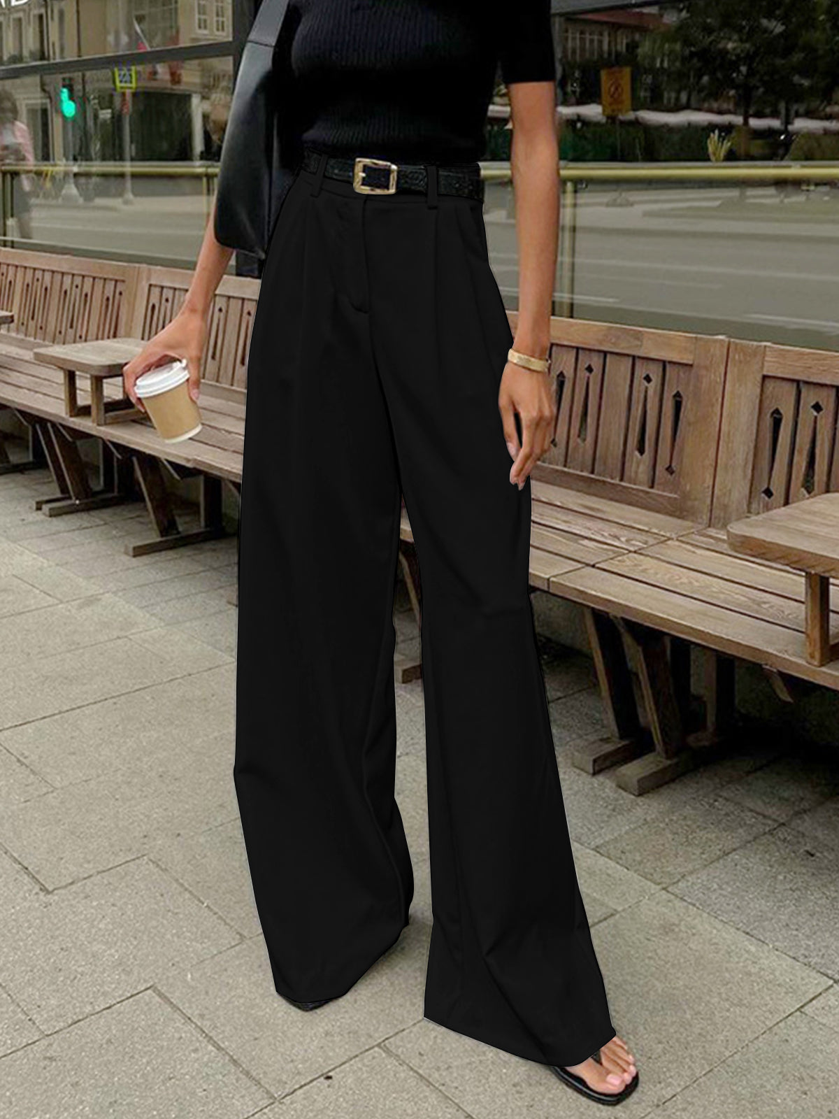 Katharina | Plissierte Weite Hose mit Gürtel
