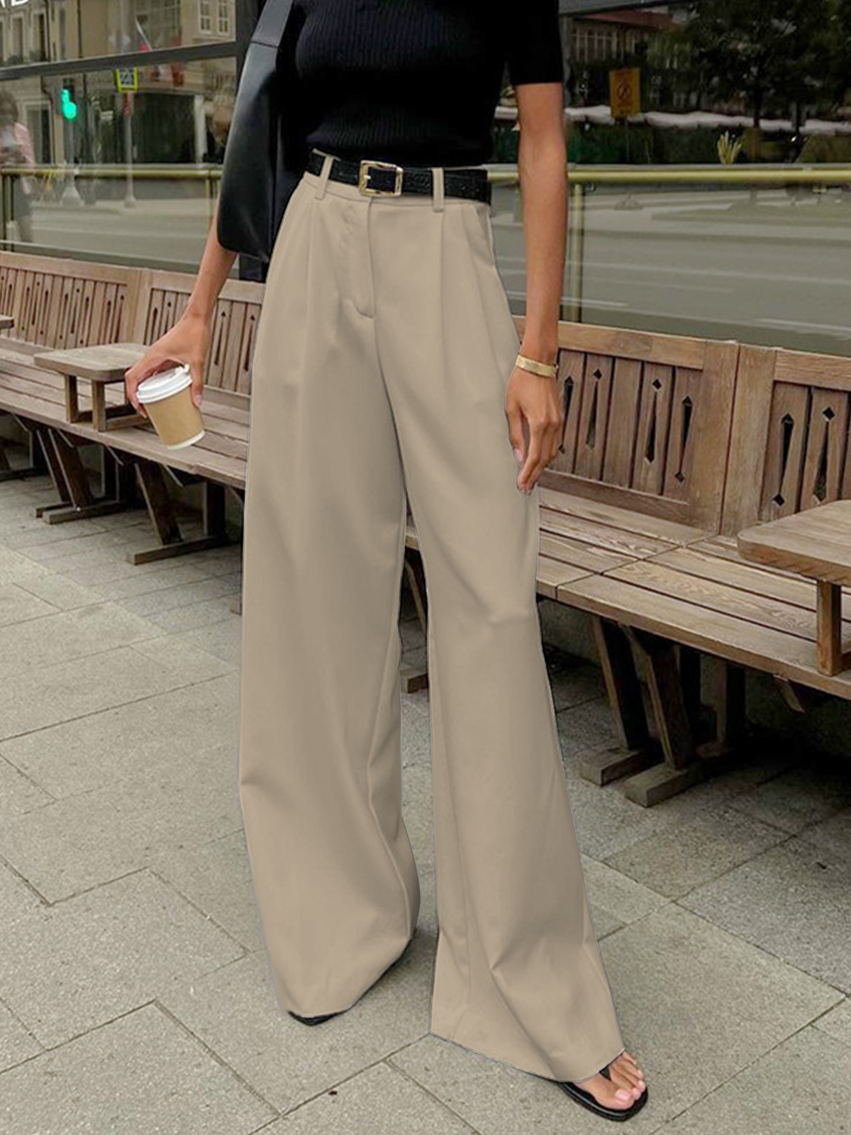 Katharina | Plissierte Weite Hose mit Gürtel