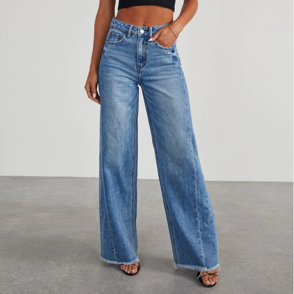 Pauline | Vintage Gerade Geschnittene Jeans mit Waschung