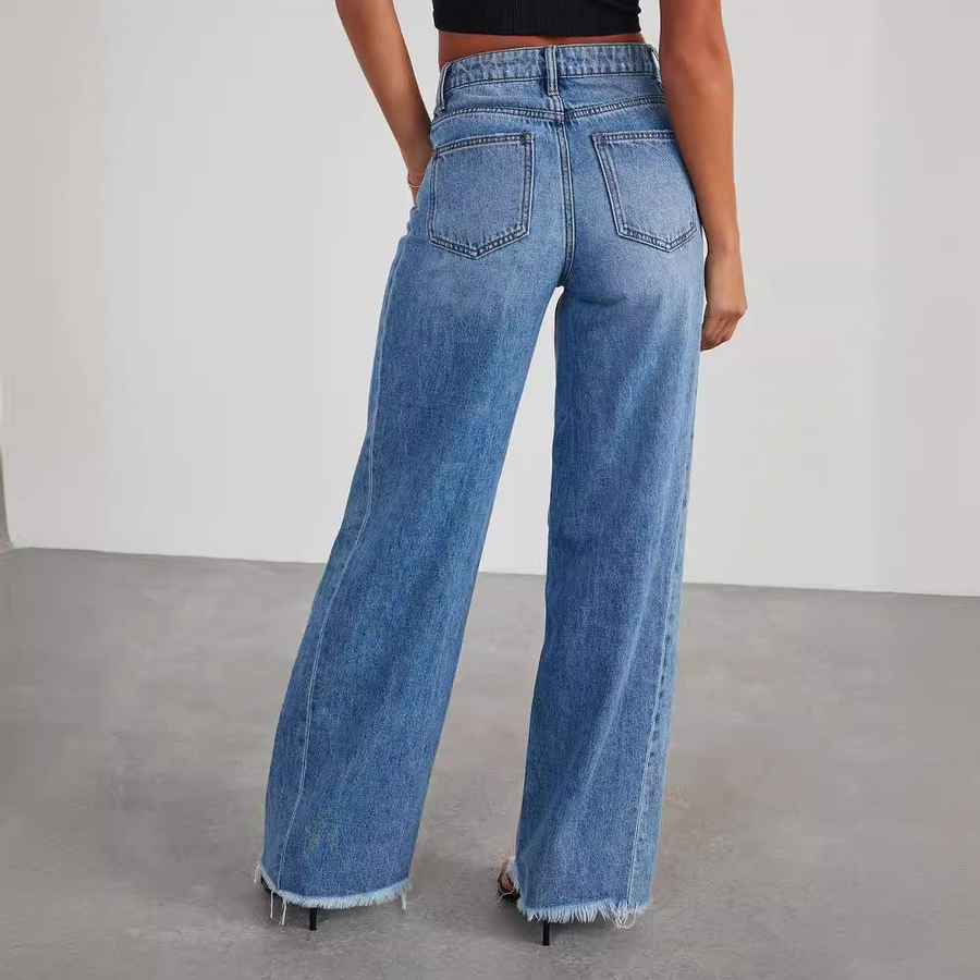 Pauline | Vintage Gerade Geschnittene Jeans mit Waschung
