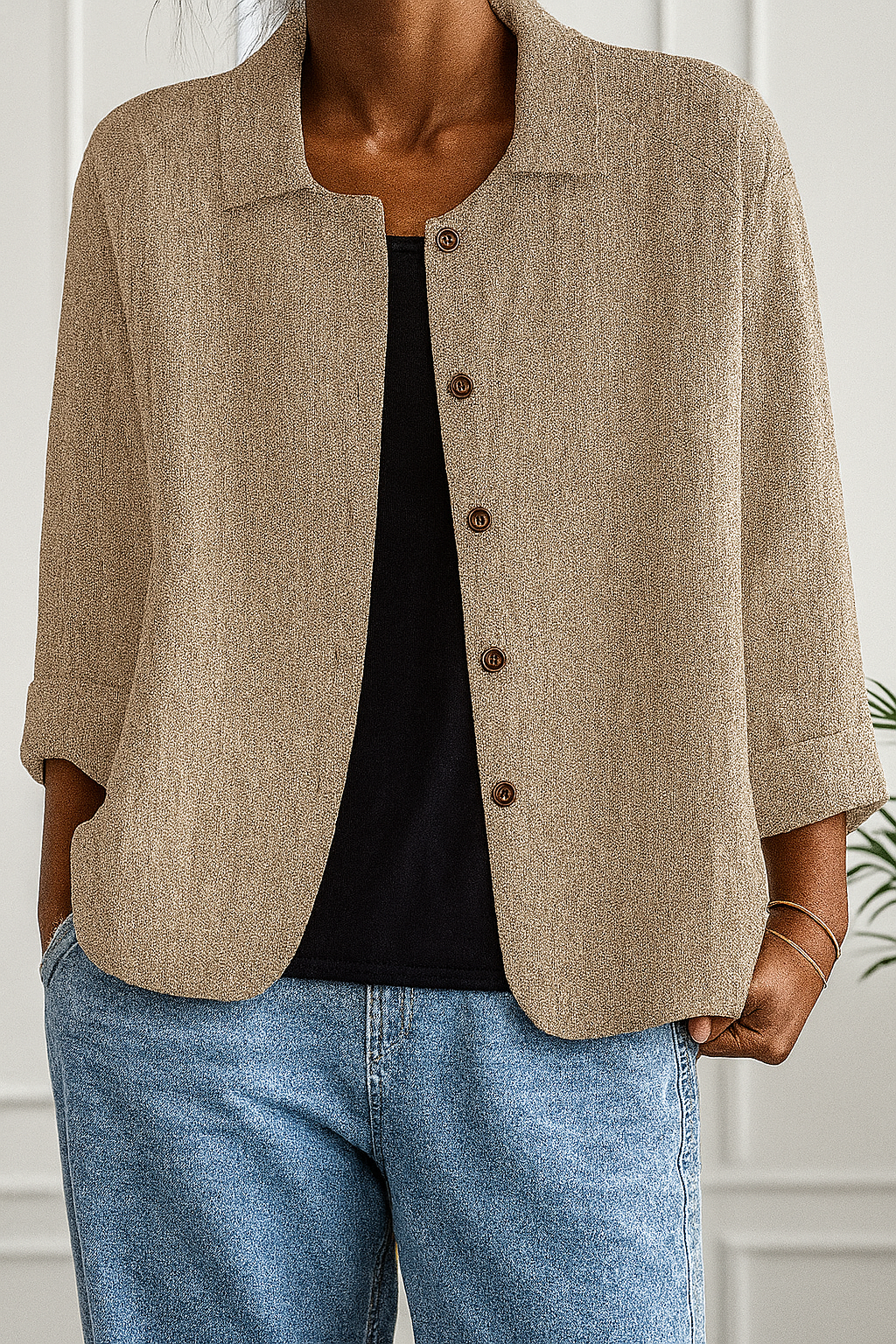 Brigitte | Übergangs-Strickjacke Cardigan Oversized mit Knopfleiste