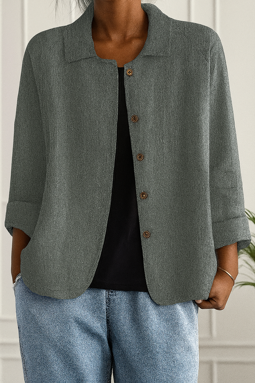 Brigitte | Übergangs-Strickjacke Cardigan Oversized mit Knopfleiste