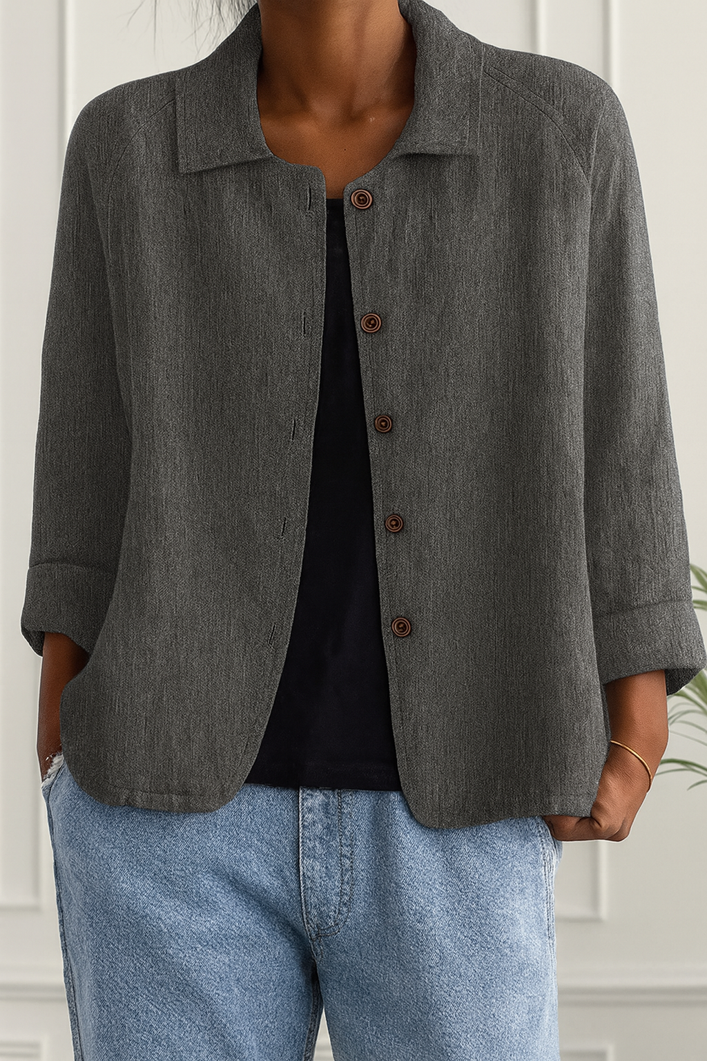 Brigitte | Übergangs-Strickjacke Cardigan Oversized mit Knopfleiste