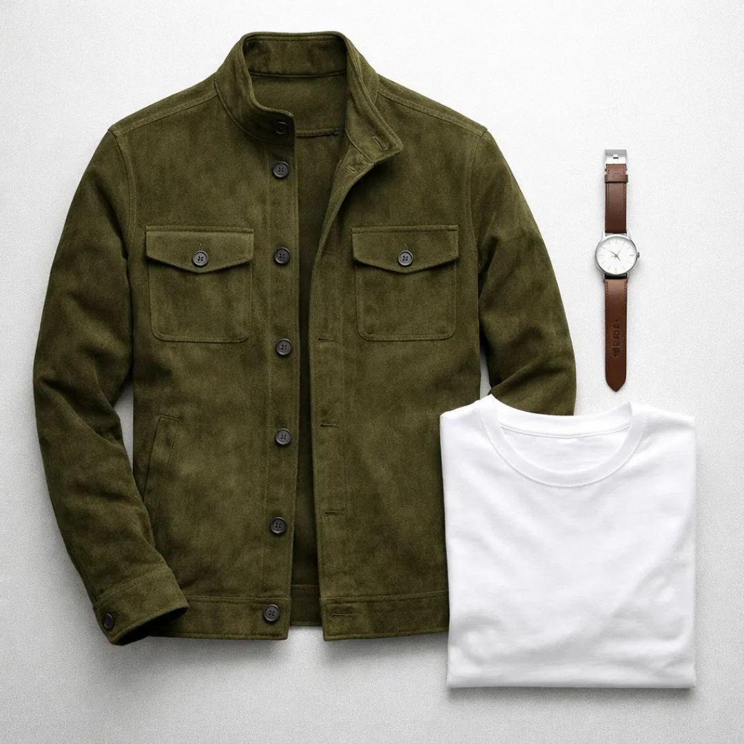 Freddie | Klassische Suède-Jacke Herren mit Brusttaschen