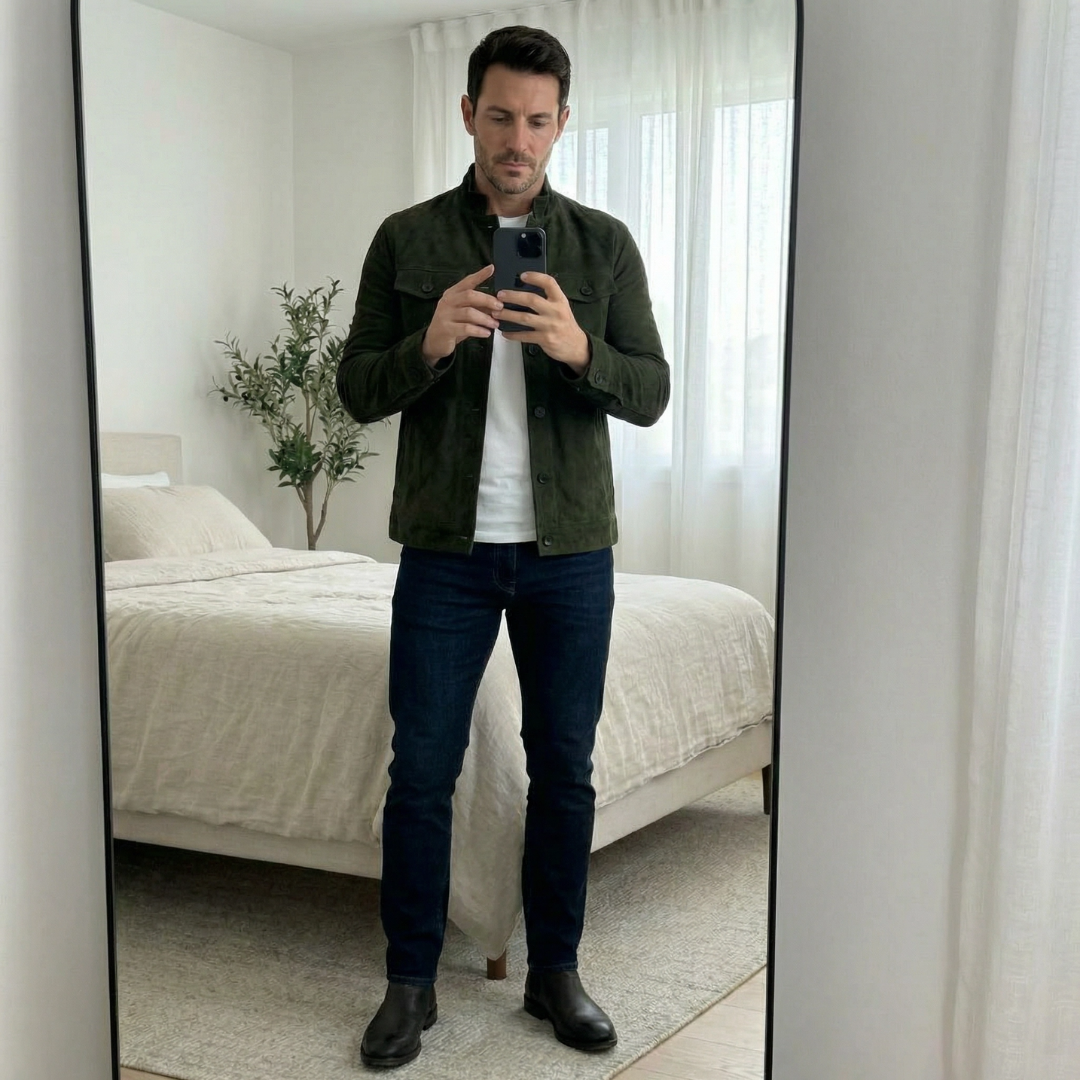Freddie | Klassische Suède-Jacke Herren mit Brusttaschen