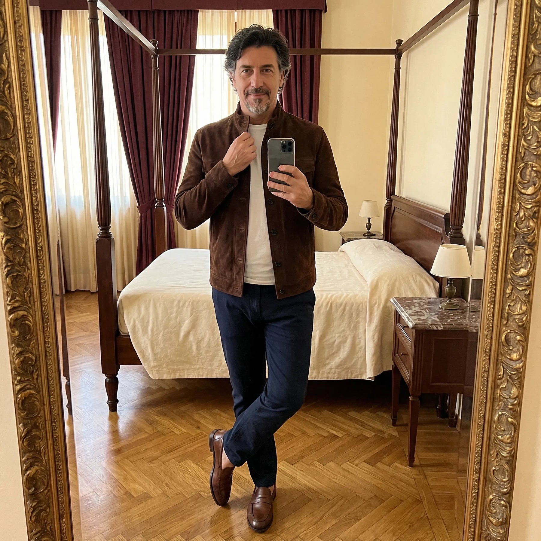 Freddie | Klassische Suède-Jacke Herren mit Brusttaschen