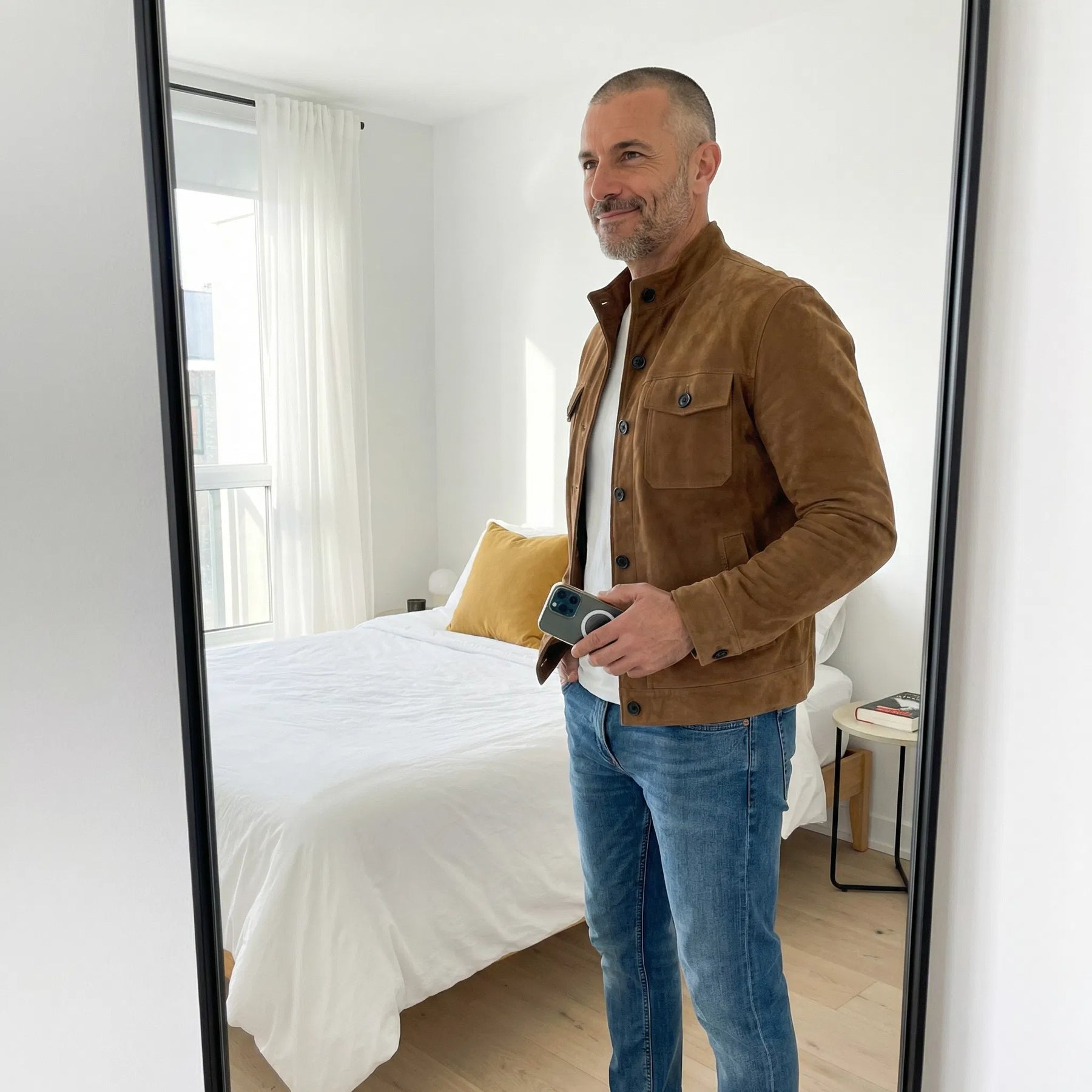 Freddie | Klassische Suède-Jacke Herren mit Brusttaschen