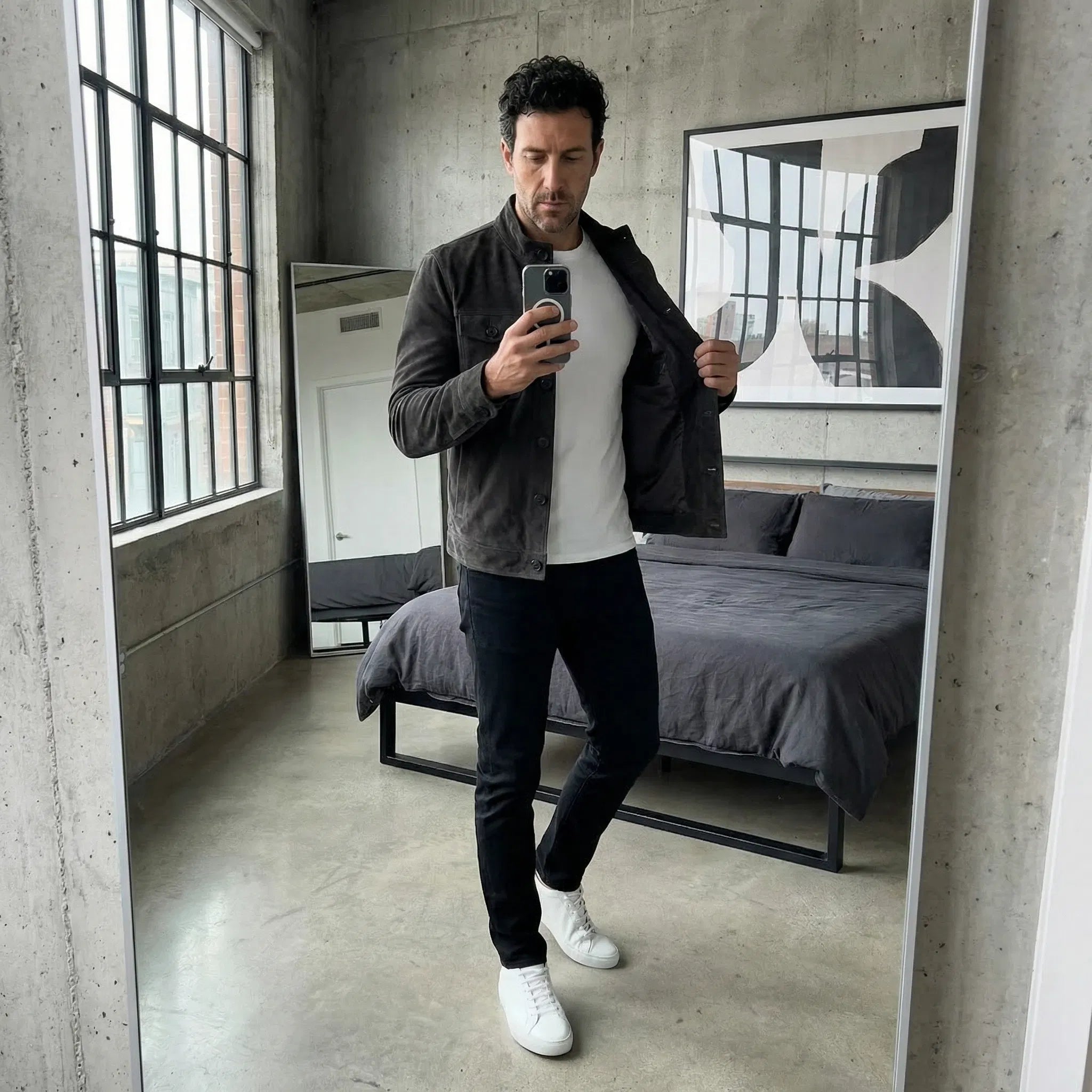 Freddie | Klassische Suède-Jacke Herren mit Brusttaschen