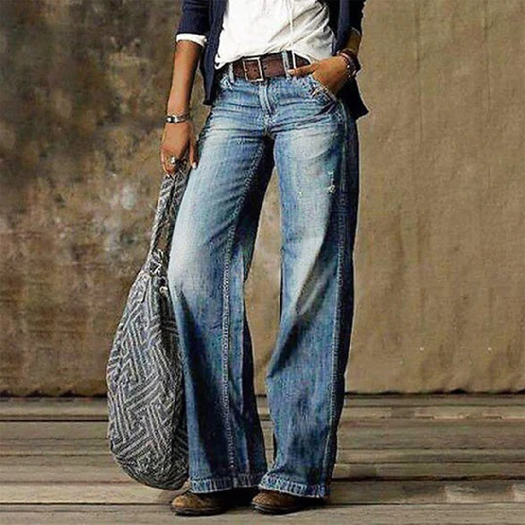 Sarah | Verwaschene Vintage Denim Jeans mit weiten Beinen
