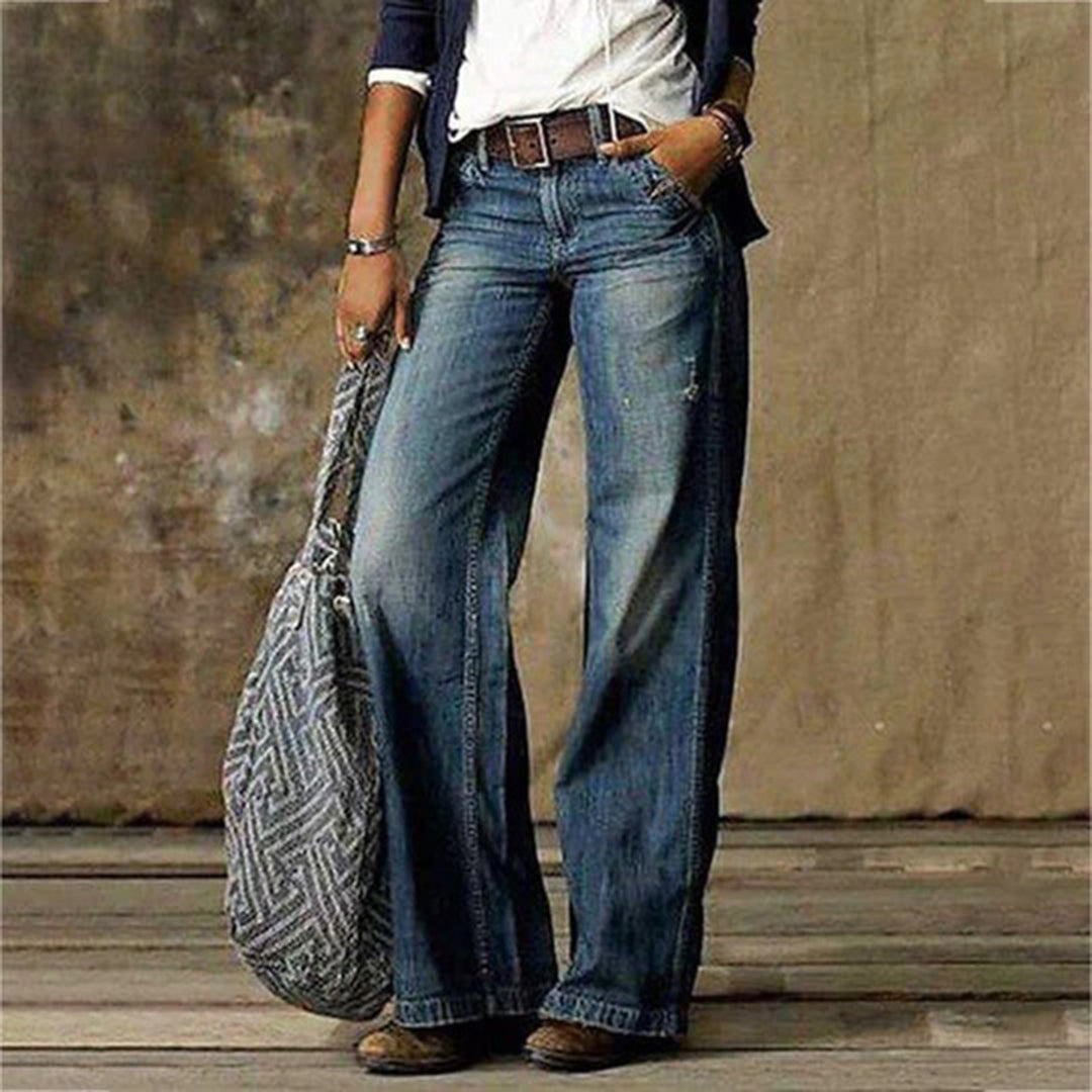 Sarah | Verwaschene Vintage Denim Jeans mit weiten Beinen