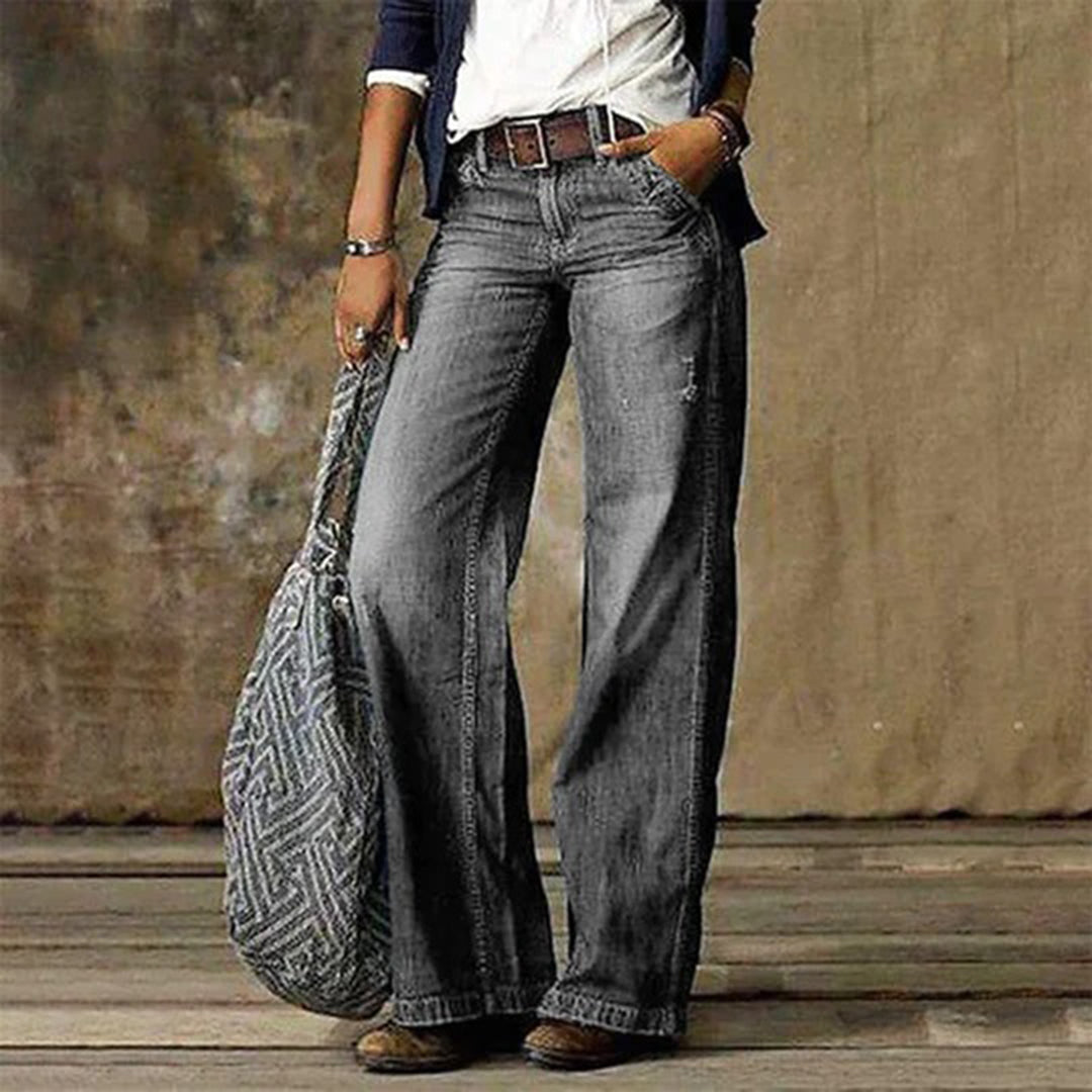 Sarah | Verwaschene Vintage Denim Jeans mit weiten Beinen