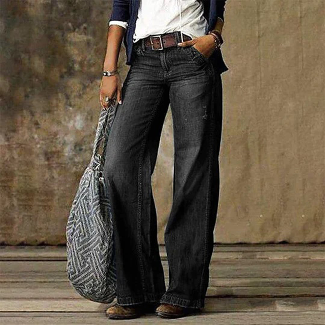 Sarah | Verwaschene Vintage Denim Jeans mit weiten Beinen
