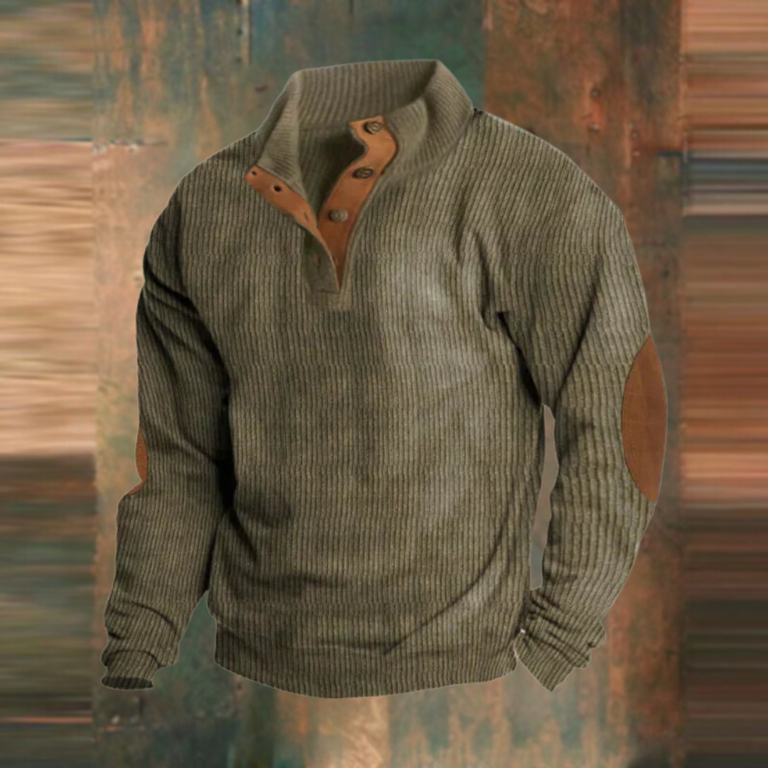 Torsten | Gerippter Pullover mit Knopfleiste