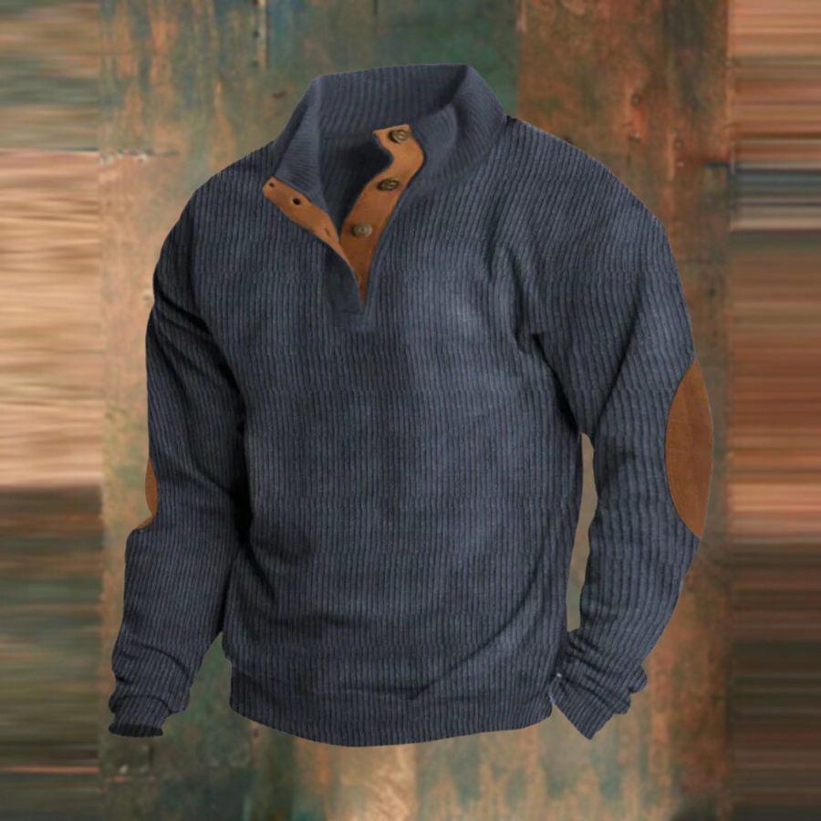Torsten | Gerippter Pullover mit Knopfleiste