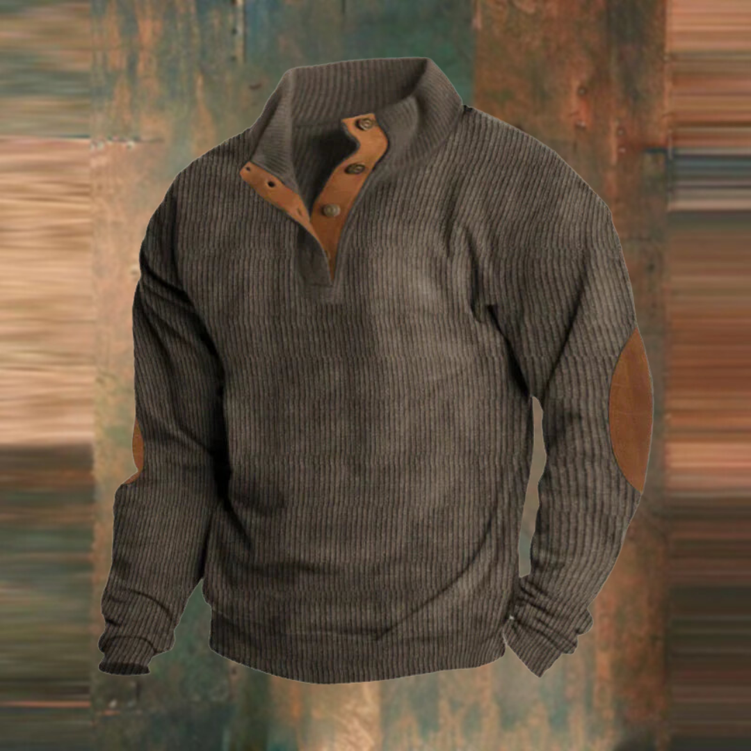 Torsten | Gerippter Pullover mit Knopfleiste