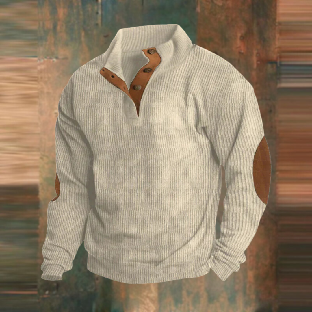 Torsten | Gerippter Pullover mit Knopfleiste