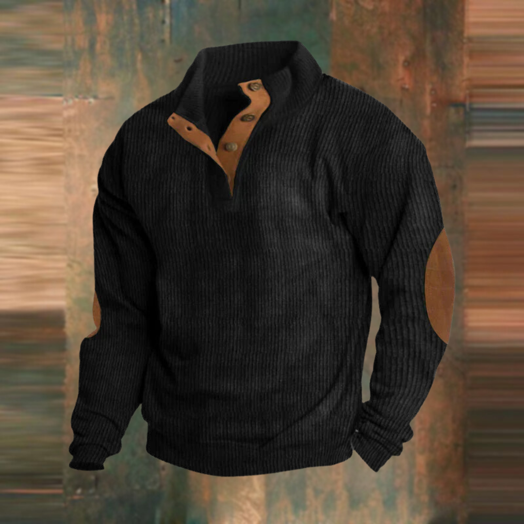 Torsten | Gerippter Pullover mit Knopfleiste