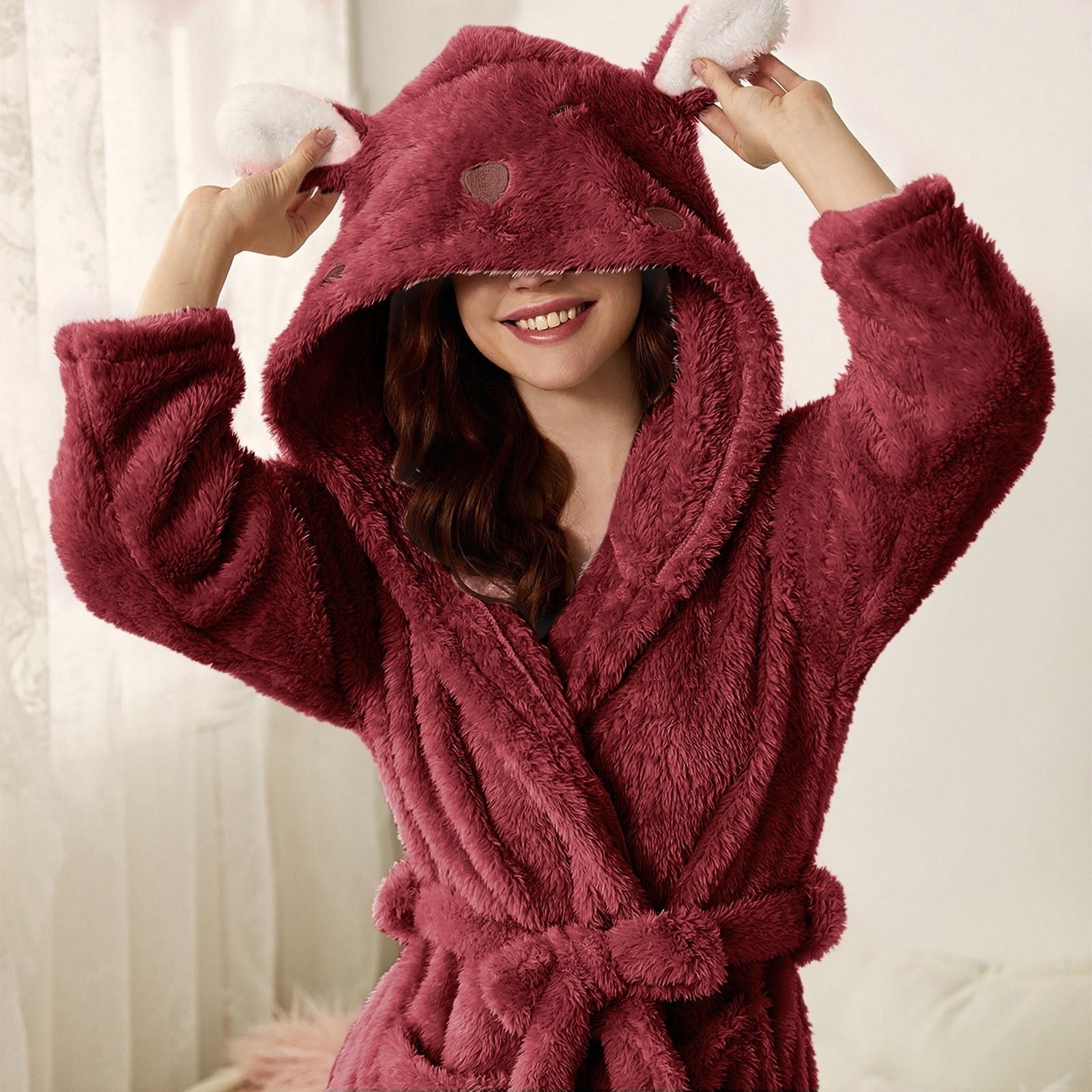 Brinley | Kuscheliger Flanell-Bademantel mit Kapuze