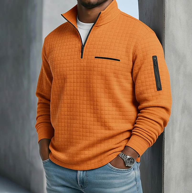 Edward | Lässiger Waffelstrick-Pullover Herren Langarm