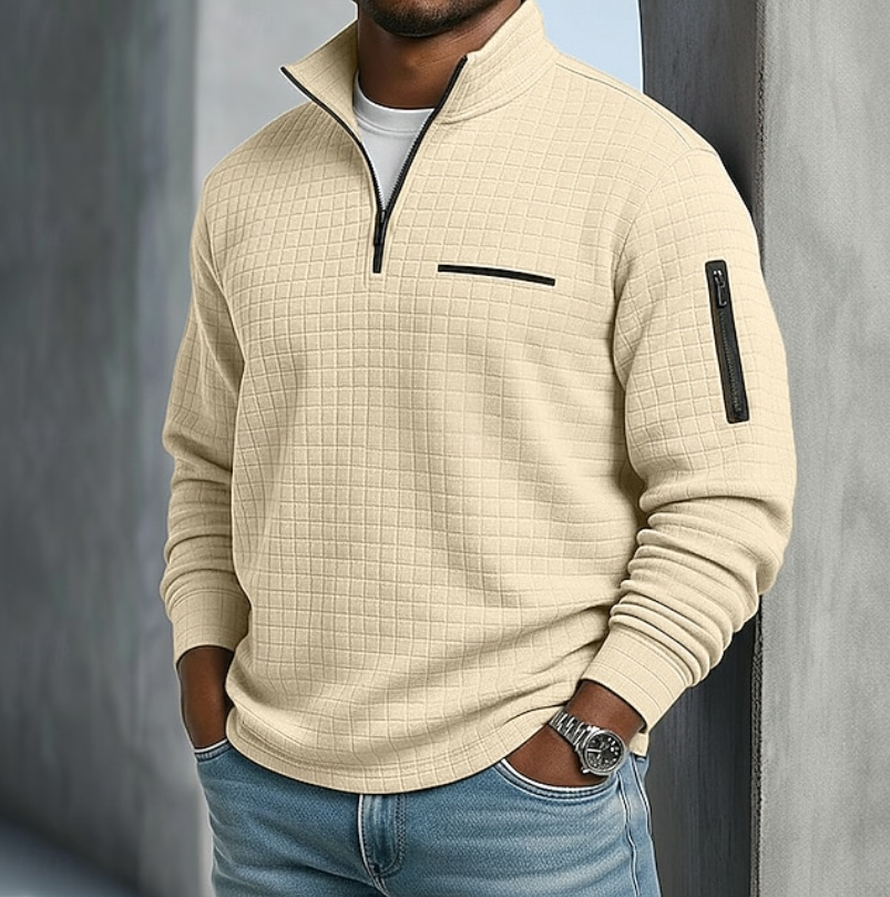 Edward | Lässiger Waffelstrick-Pullover Herren Langarm