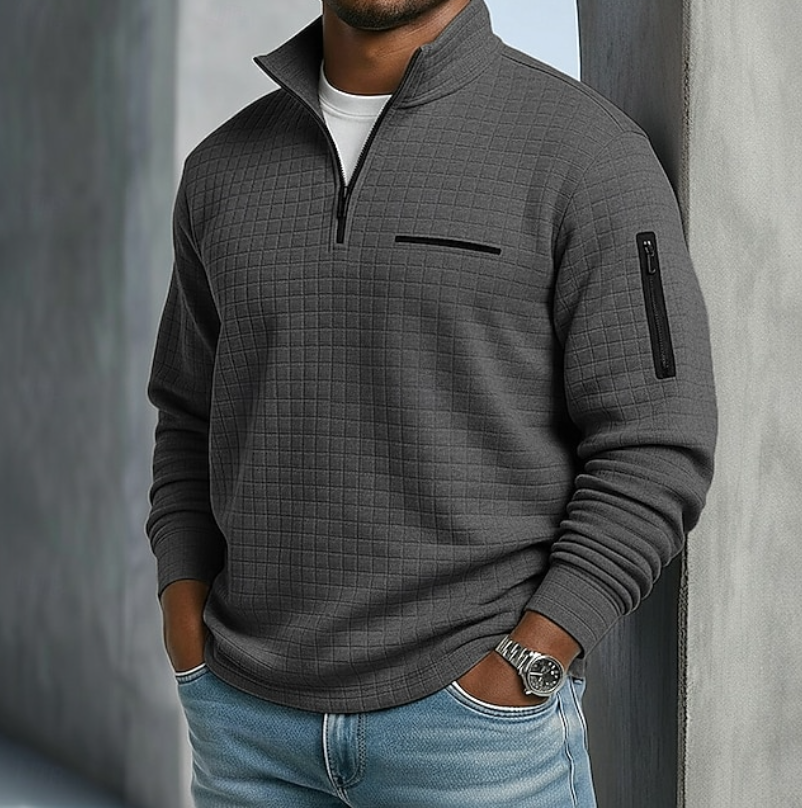 Edward | Lässiger Waffelstrick-Pullover Herren Langarm