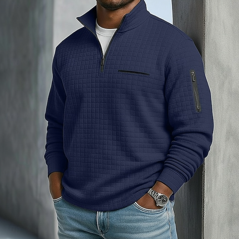 Edward | Lässiger Waffelstrick-Pullover Herren Langarm