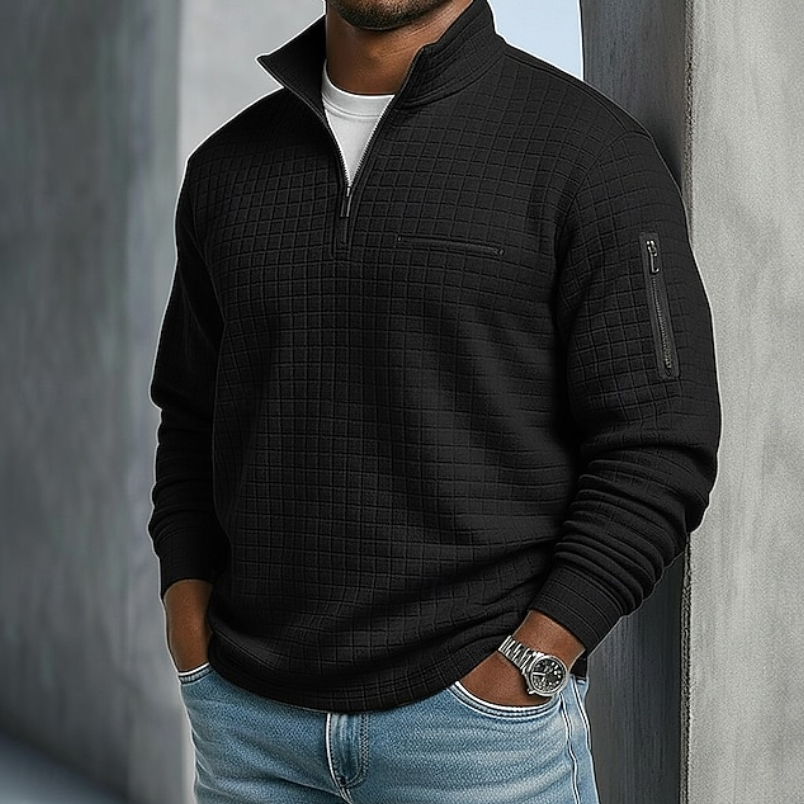 Edward | Lässiger Waffelstrick-Pullover Herren Langarm