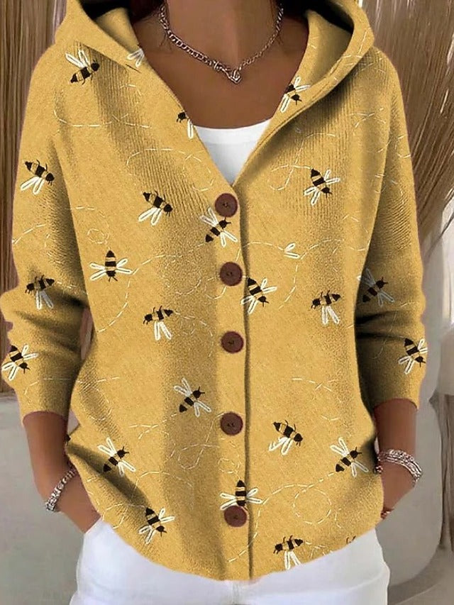 Yvaine | Warme Strickjacke Cardigan mit Kapuze