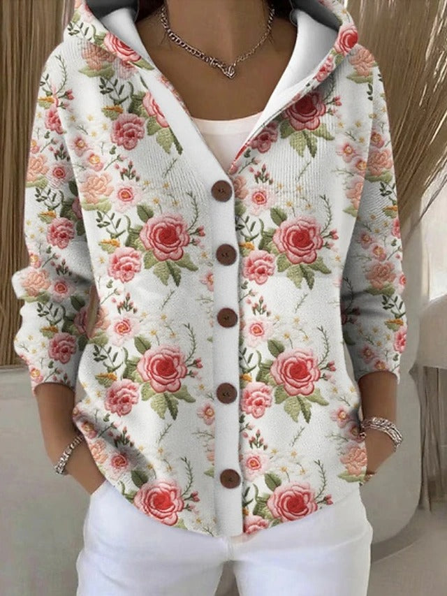 Yvaine | Warme Strickjacke Cardigan mit Kapuze