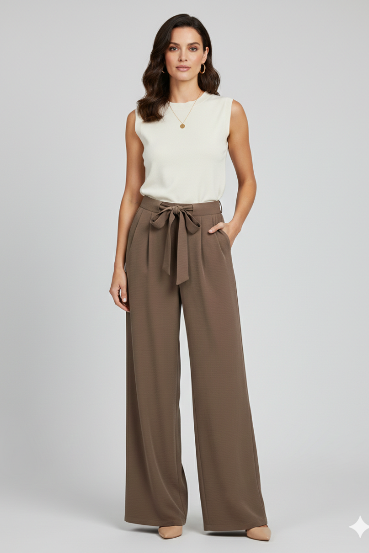Karin | Sommerliche Wide-Leg Palazzo-Hose mit Kordelzugbund