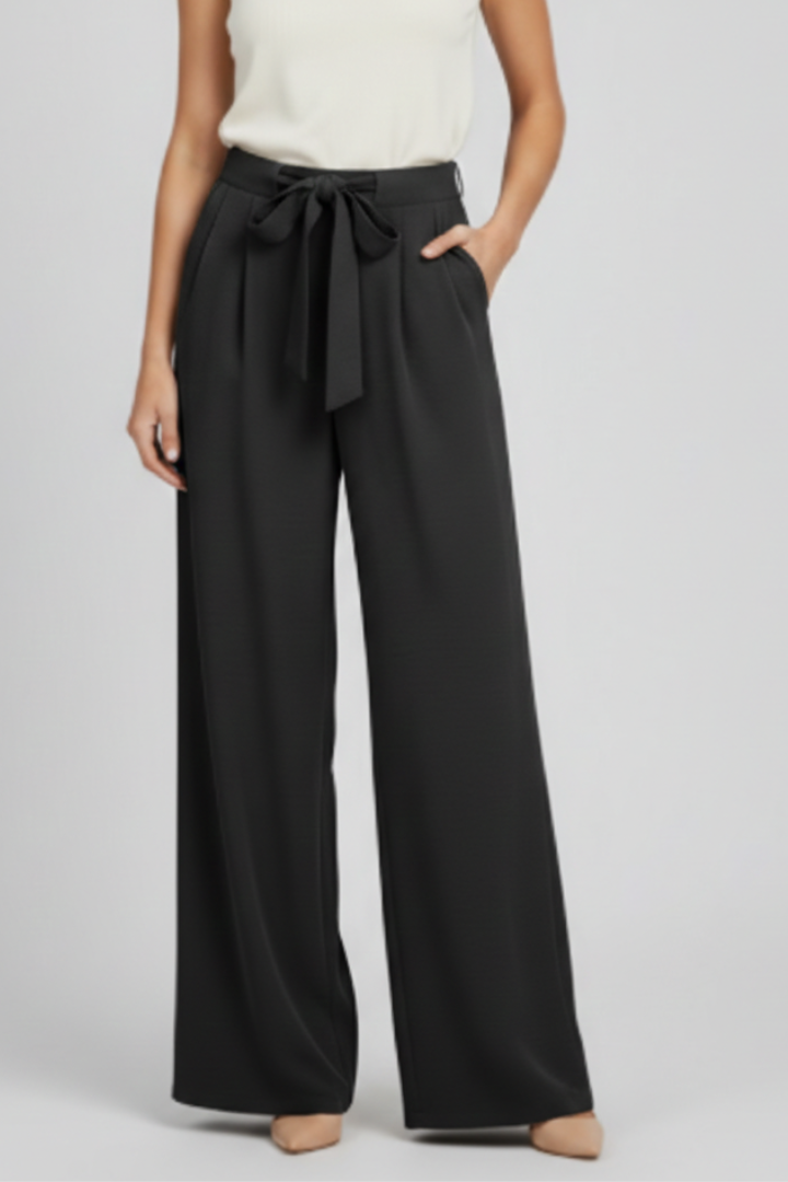 Karin | Sommerliche Wide-Leg Palazzo-Hose mit Kordelzugbund
