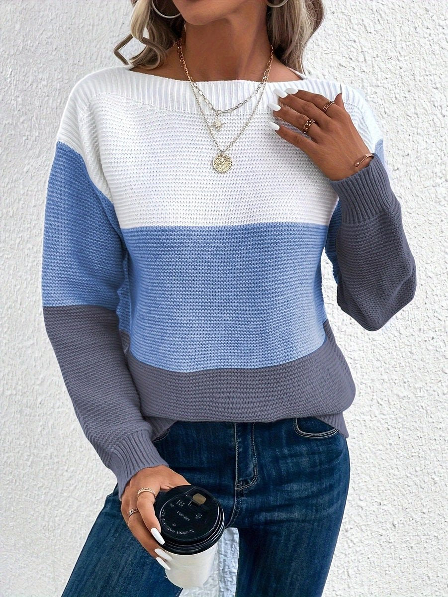 Sigrid | Farbblock-Strickpullover mit Rundhals