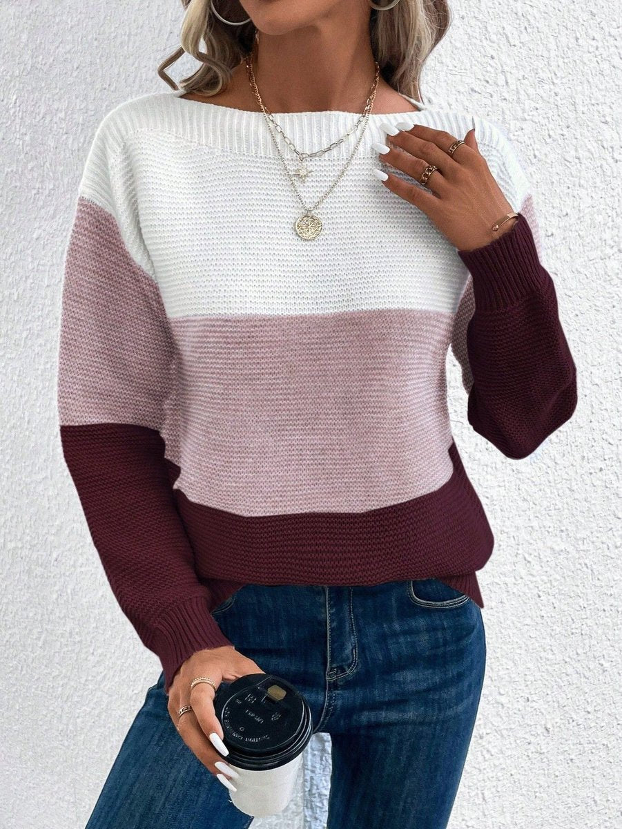 Sigrid | Farbblock-Strickpullover mit Rundhals