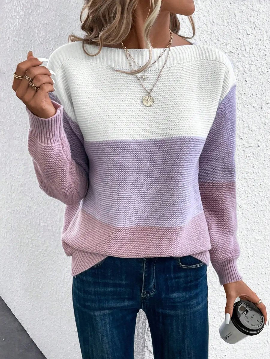 Sigrid | Farbblock-Strickpullover mit Rundhals