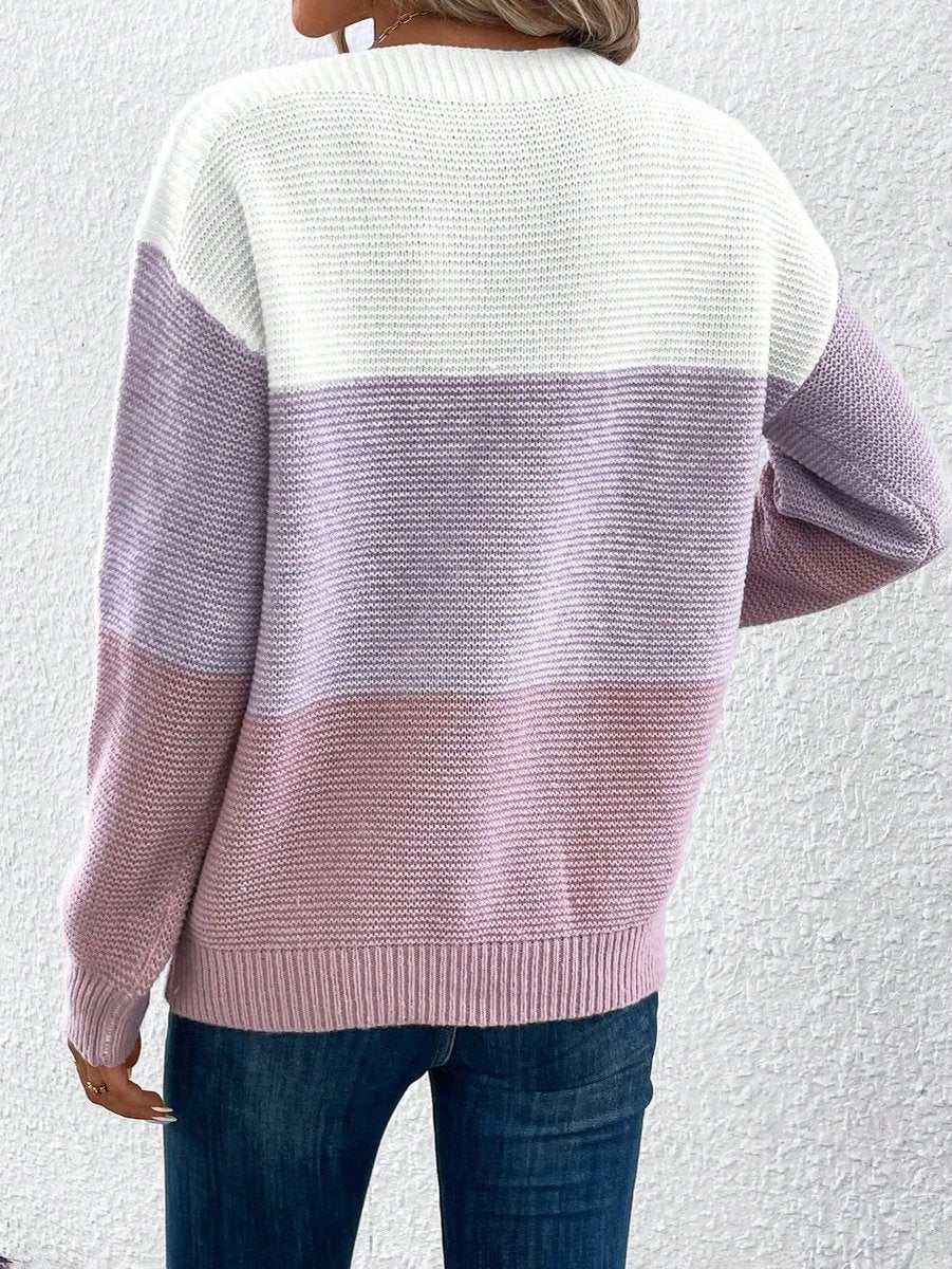 Sigrid | Farbblock-Strickpullover mit Rundhals