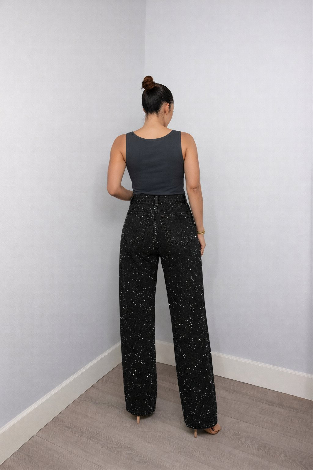 Carla | Glamouröse High-Waist Straight-Leg Jeans mit Glitzereffekt