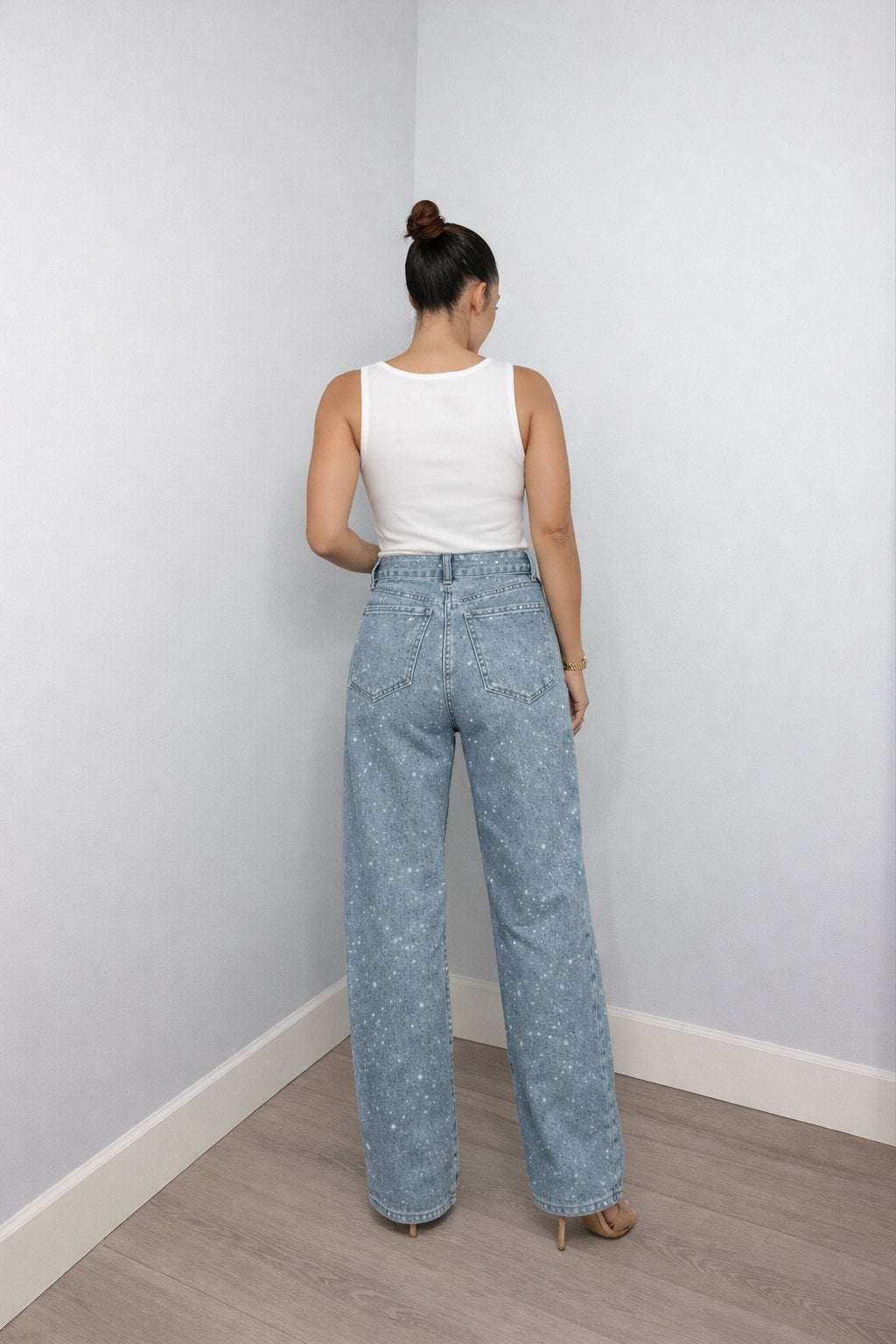 Carla | Glamouröse High-Waist Straight-Leg Jeans mit Glitzereffekt