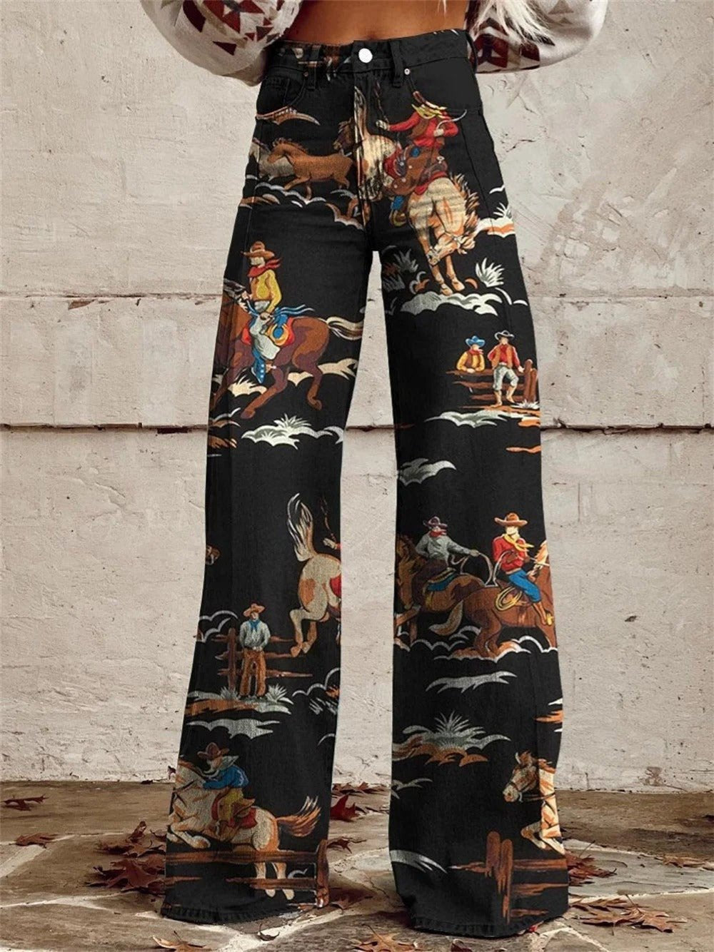 Marie | Statement High-Waist Marlene-Hose im Western-Print