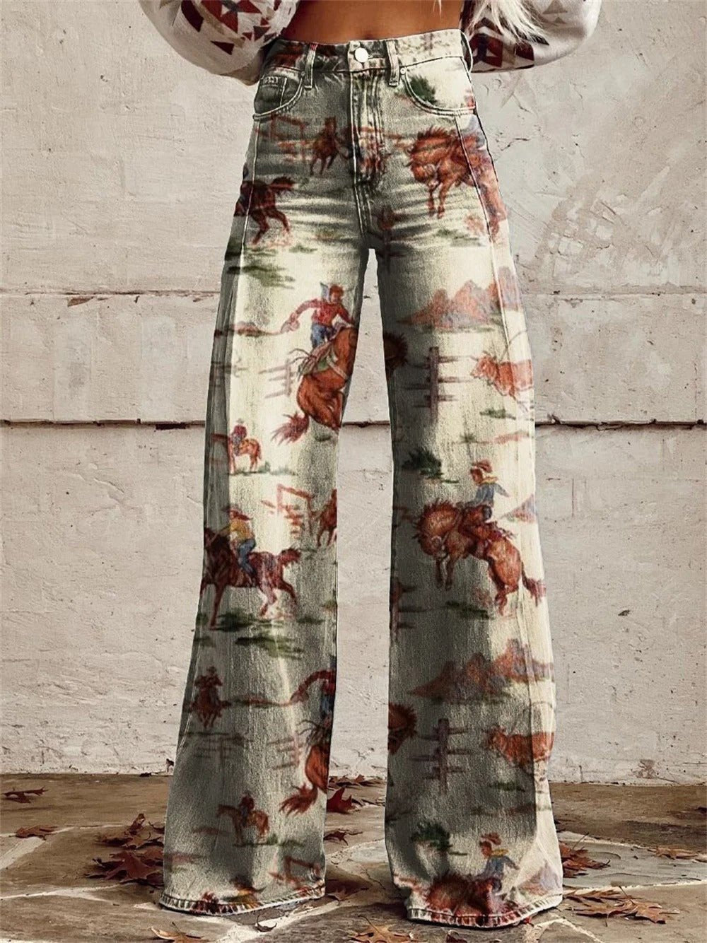 Marie | Statement High-Waist Marlene-Hose im Western-Print
