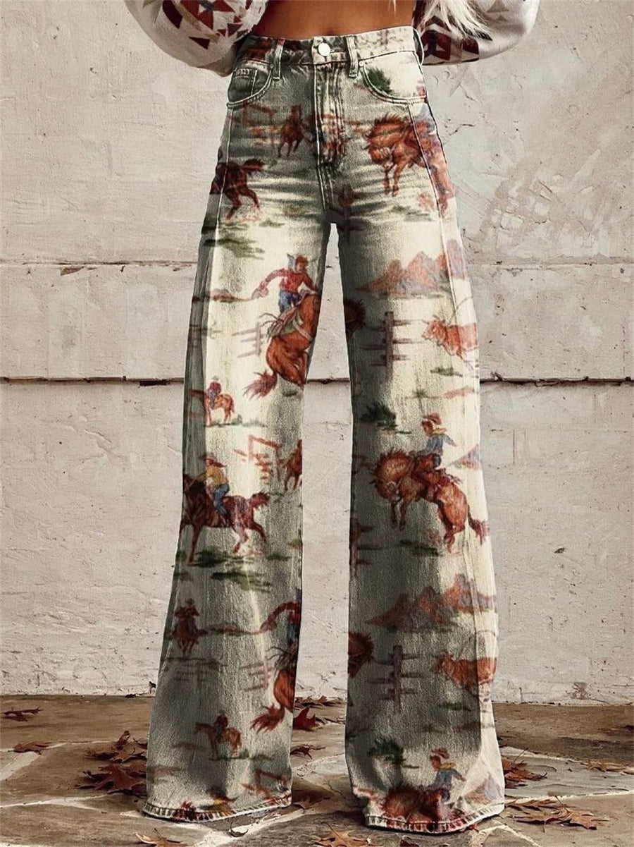 Marie | Statement High-Waist Marlene-Hose im Western-Print